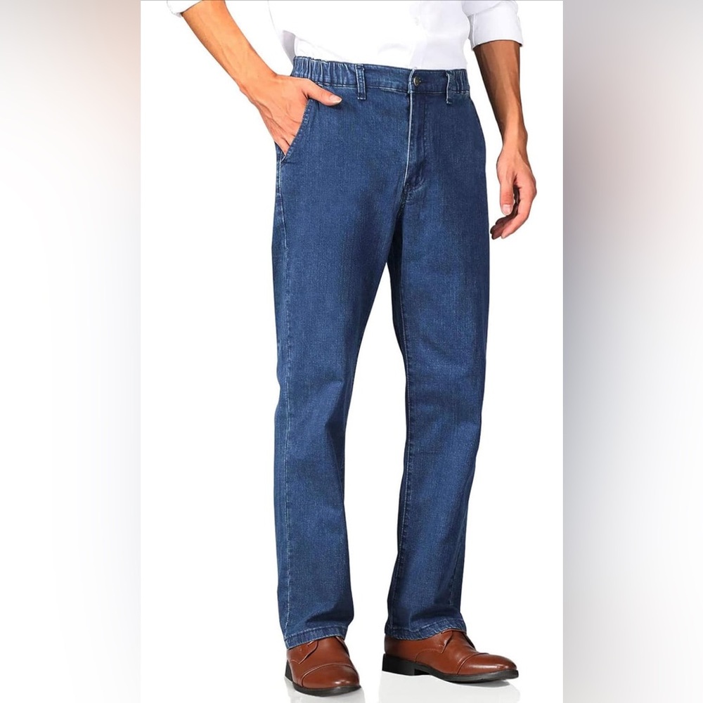 NWT Mens Elastic Waist Jeans Relaxed Fit